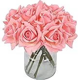 IPOPU Pink Roses Artificial Flowers 2 Bouquets Realistic Fake Roses Real Touch Faux Roses with Stems for Wedding Home Party Table Centerpieces Decoration(Pink)