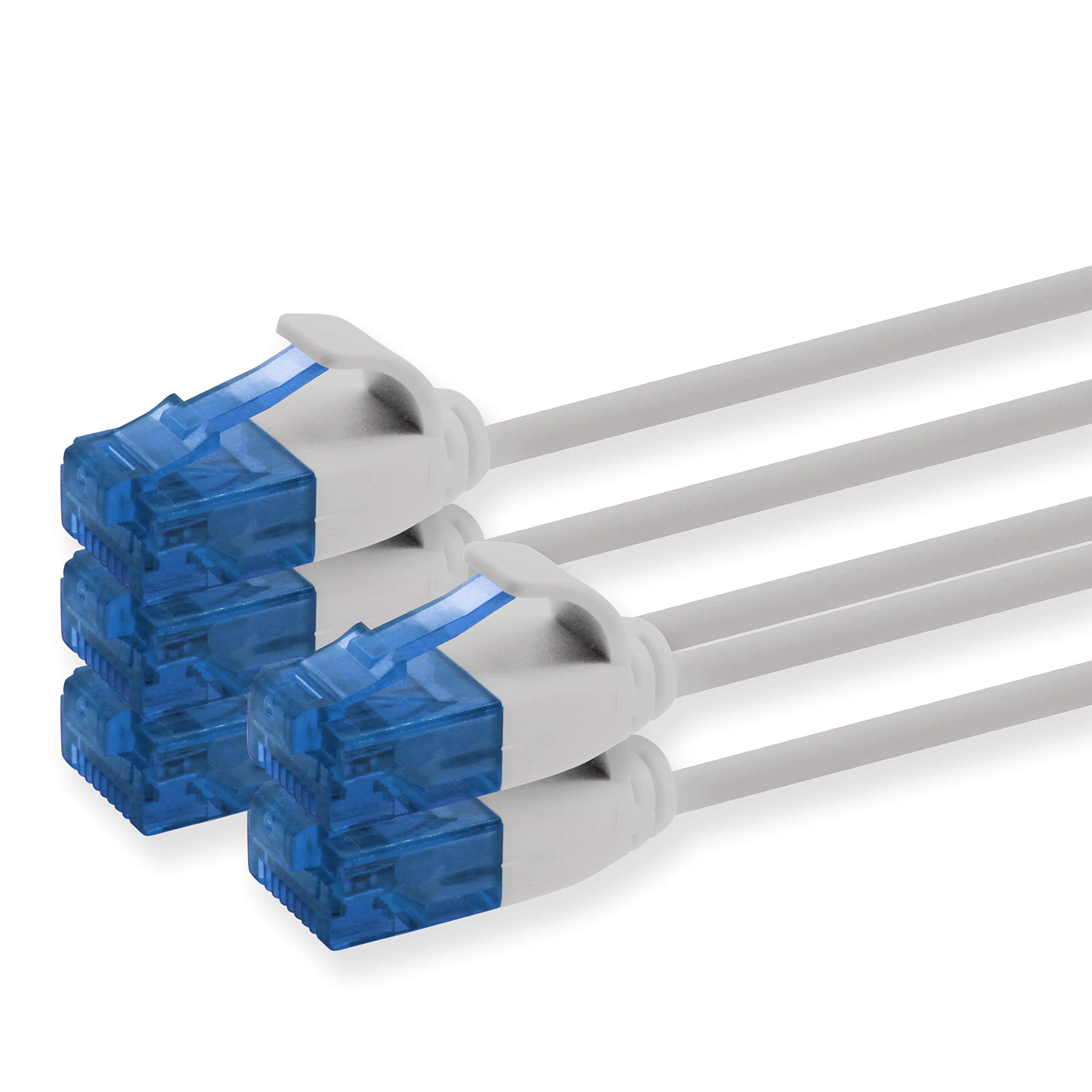 1aTTack.de 659886 Cat6 Cat.6 cable Cat network cable 5m - patch cable slim cable (small diameter - very flexible) 1000 Mbit/s - 5 pieces - gray