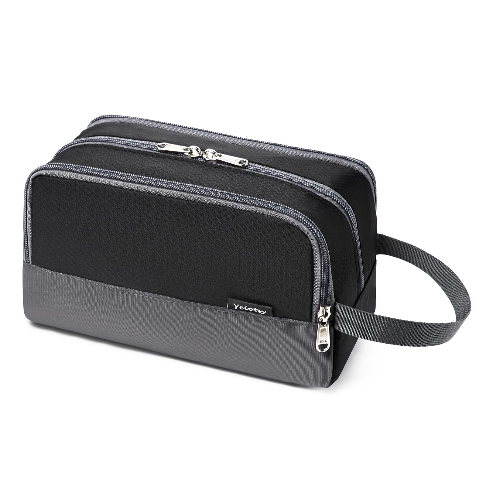 Yeiotsy Boys Toiletry Bag, Kids Travel Wash Bag, Compact Water-Resistant Organiser with Mesh Pockets for Gym, Camping, Hiking (Black)