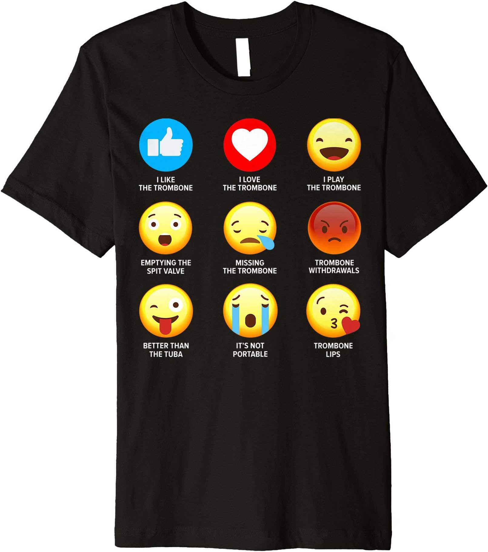 I Love The Trombone Emoji Emoticon Band Funny T-shirt
