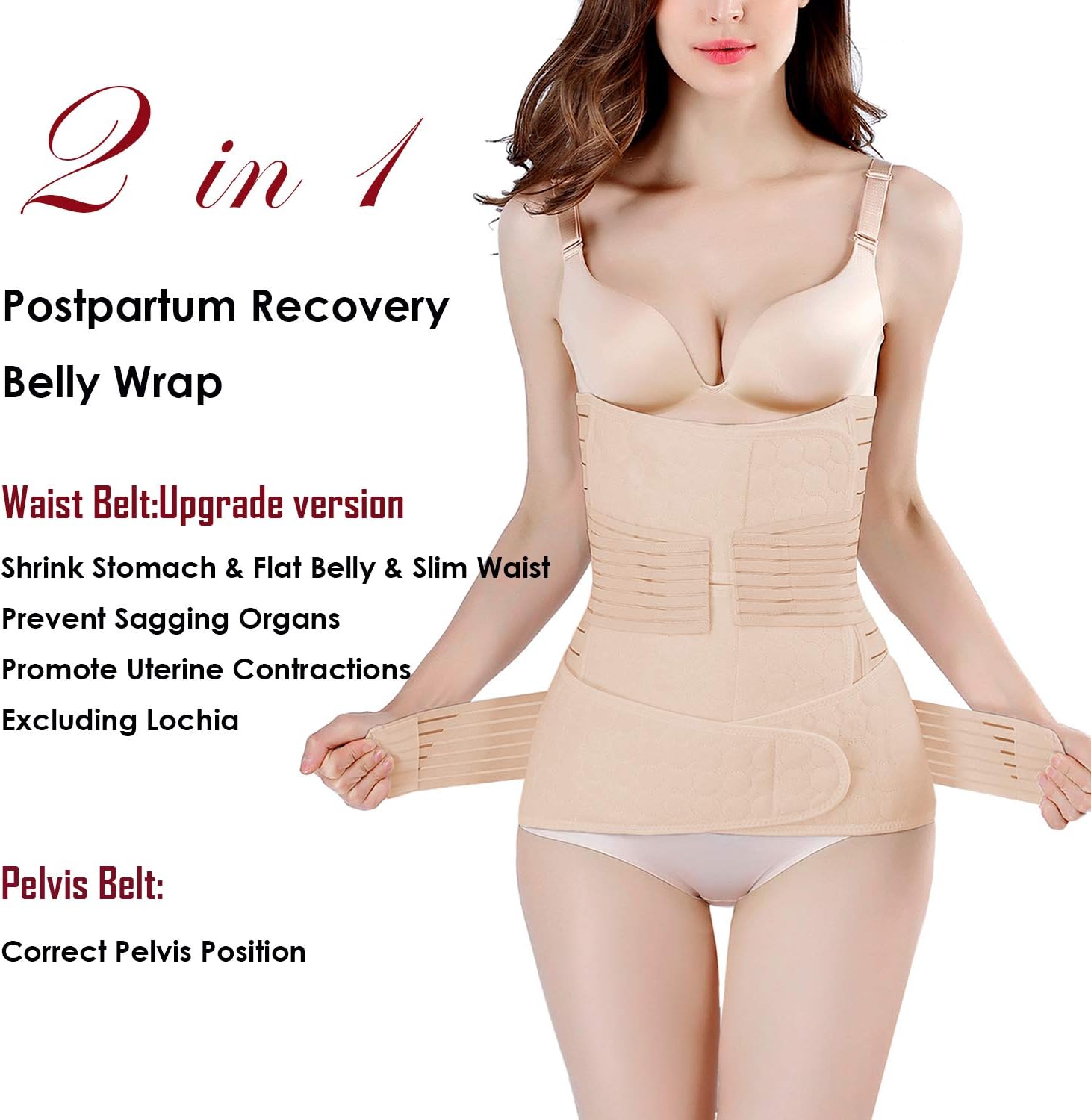 2 in 1 Postpartum Belly Band Support Recovery Belt Waist/Pelvis Belt Body Shaper Shapewear (Nude, Plus Size): Health & Personal Care