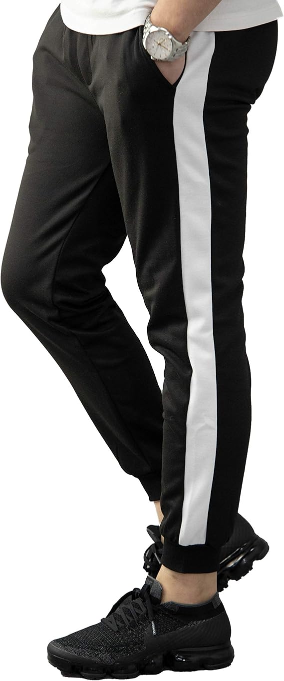 Amazon バルセドス Barcedos スウェットパンツ メンズ サイドライン ポンチ スキニー スリム 細身 無地 黒 グレイ 赤 杢 スウェット スエット ジョガーパンツ イージーパンツ サイドラインパンツ カジュアル スポーティー お洒落 ロングパンツ 通販