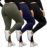 Evervibe 3 Pack Women's Plus Size Leggings High Waisted Stretchy Yoga Pants Workout Running Soft Leggings