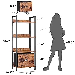 Furologee 4 Tier Bookshelf with Drawer, Tall