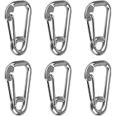 MOUNTAIN_ARK 6 Pack 4" Spring Snap Hook, 304 Stainless Steel Marine Grade Clip, Heavy Duty Carabiner with Eye for Ship Boat