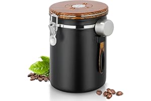 Airtight Coffee Canister, 35oz Stainless Steel Coffee Container Holds 1kg Beans, 2.8L Food Storage Container with Date Tracke