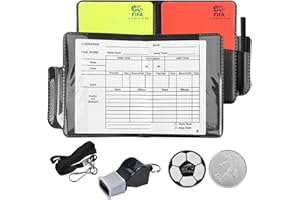 Soccer Referee Kit with Red Yellow Cards, Whistle, Toss Coin & Data Wallet - 5-in-1 Football Referee Equipment Set for Offici