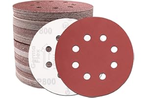 Akjwp 5-Inch 8-Hole Sanding Disc Hook and Loop 800-Grit, Random Orbital Sandpaper for Automotive and Woodworking, 100-Pack…