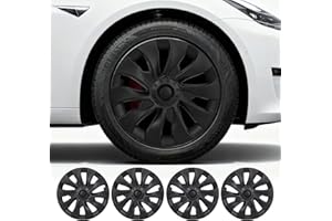 LANRRITOIRE Wheel Covers for Tesla Model 3 18 inch Hubcaps 2017-2023 Hubcaps 4 Pcs Compatible with Tesla Model 3 Rim Protector Replacement Wheel Cover Exterior Accessories,Black