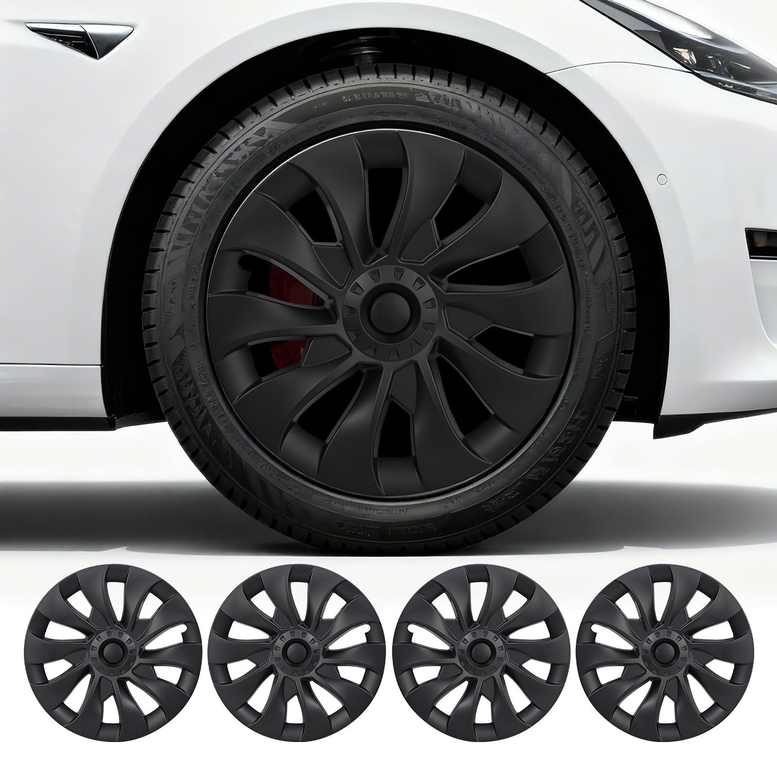 Photo 1 of **MISSING PARTS - ONLY 3 HUBCAPS**
Wheel Covers for Tesla Model 3 18 inch Hubcaps 2017-2023 Hubcaps 4 Pcs Compatible with Tesla Model 3 Rim Protector Replacement Wheel Cover Exterior Accessories,Black