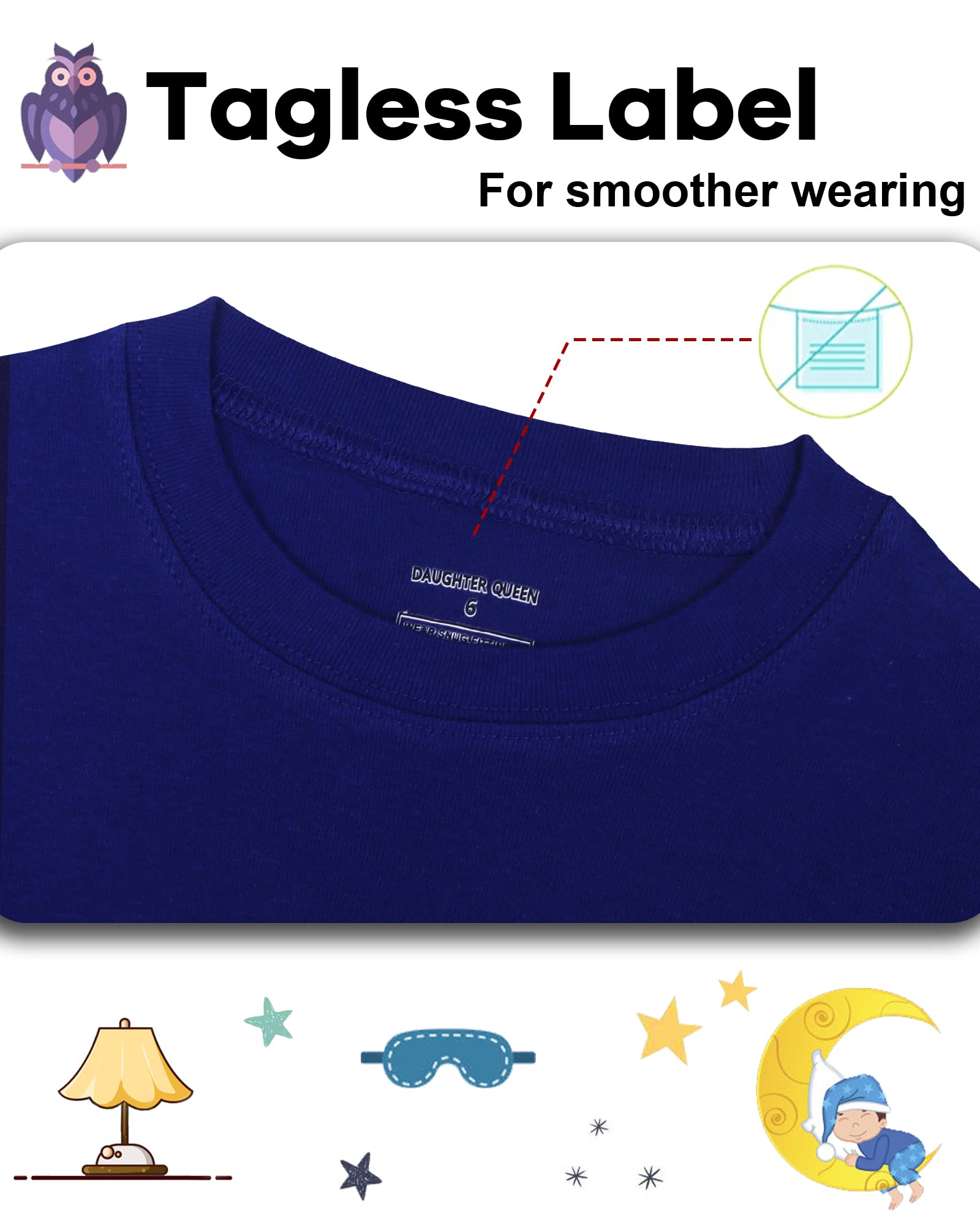 DAUGHTER QUEEN Boys Pajamas 4 Pieces Long Set 100% Cotton Sleepwear Size 18 Months-12 Years