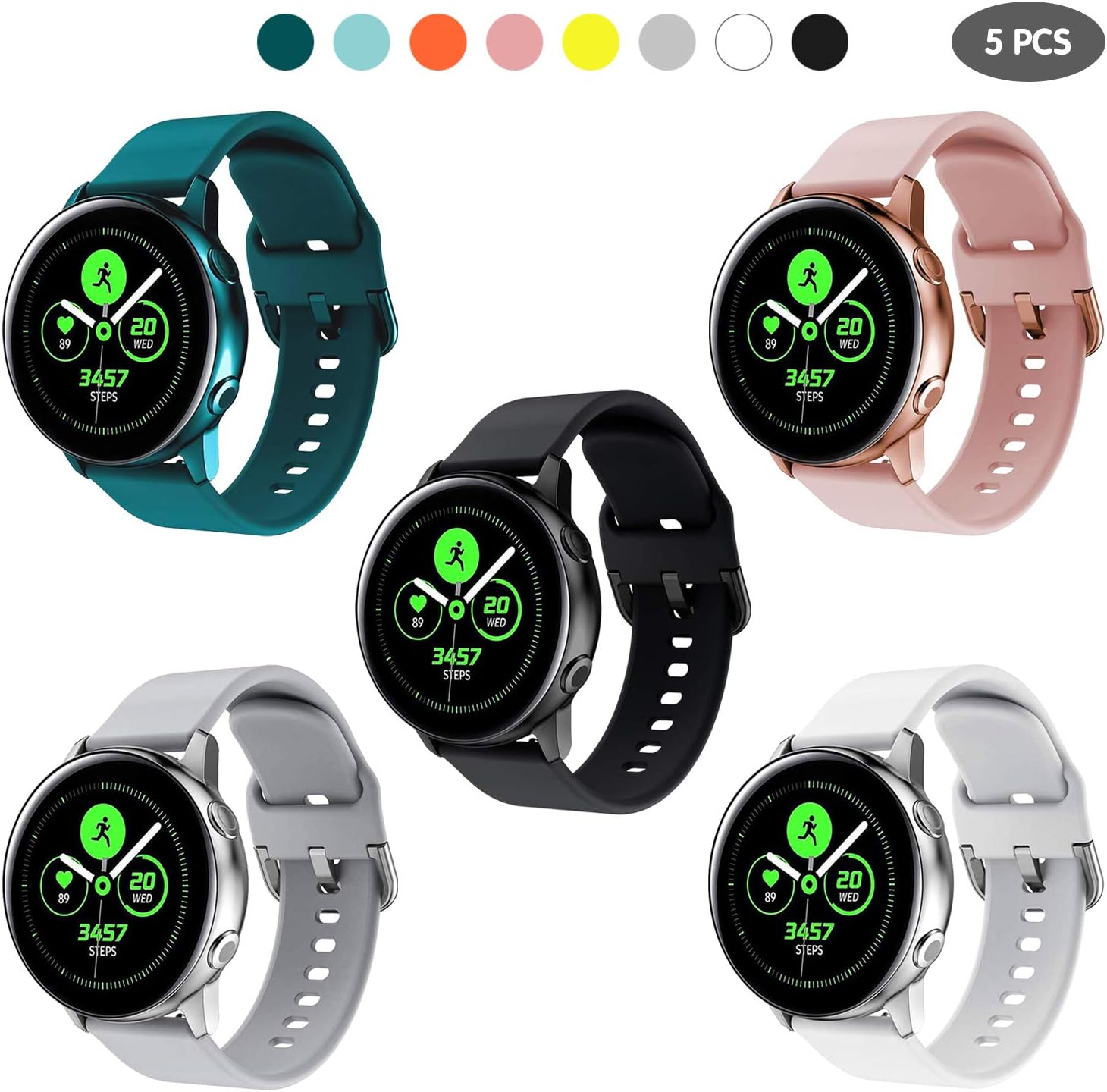 Galaxy Watch Active Strap - Flexible Soft Silicone Replacement Wristband for Galaxy Watch 3 41mm/Galaxy Watch Active 40mm/Active 2 44mm/Gear Sport Watch/Gear S2 Classic Smart Watch for Women Men