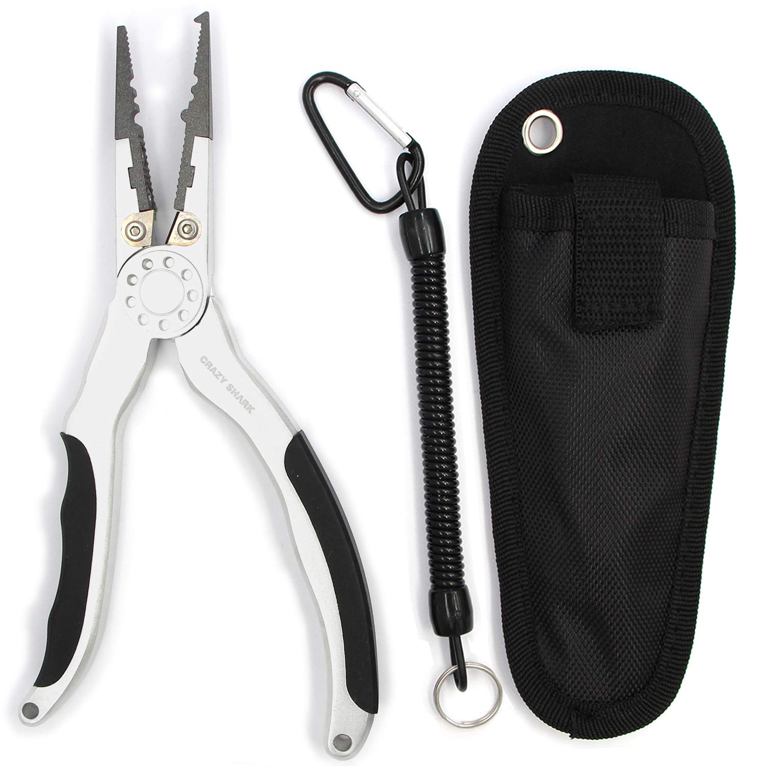 Aluminium Fishing Pilers, Stainless Steel Hook Remover Fishing Tools, Saltwater Resistant Fishing Gear, Spilt Ring Pilers, Tungsten Carbide Cutters, Braid Line Cutters (Silver)