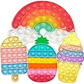 4 Pcs Fidget Toys, Rainbow Push Bubble Fidget Toys Ice Cream Toy Pineapple Squeeze Toys Set for ADHD Autism Stress Relief Toy Gift