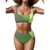 BMJL Womens High Waisted Bikini Sets Tummy Control Two Piece Sporty Swimsuits Modest Active Bathing Suits