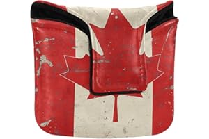 Mallet Putter Covers with Magnetic Closure Putter Headcovers for Most Brand PU Leather Waterproof Canada Flag