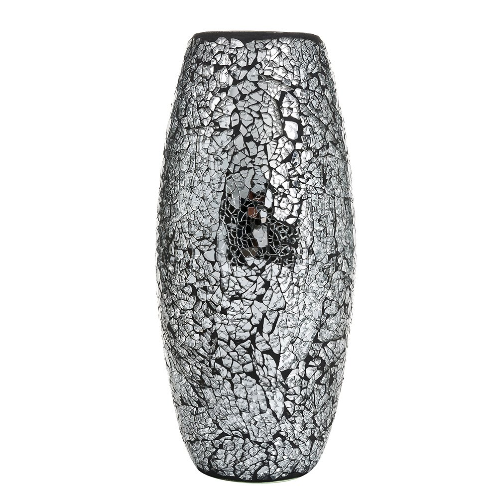 London Boutique Decorative Vase Mosaic Black Handmade Glitter Vase Sparkle Glass gift present (Black)