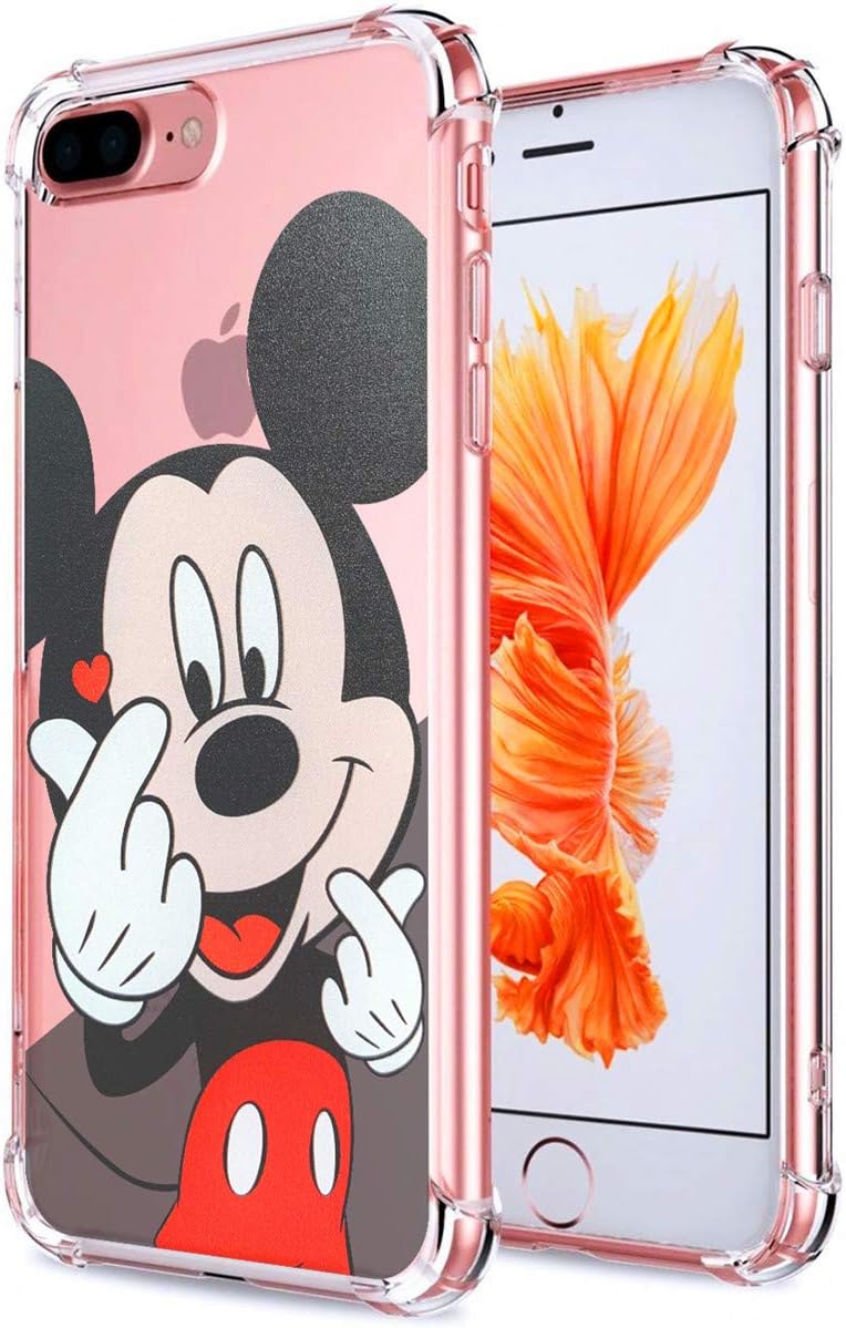 Logee TPU Cute Cartoon Clear Case for iPhone 8 Plus/7 Plus 5.5”,Fun Kawaii Animal Soft Protective Cover,Ultra-Thin Shockproof Funny Character Cases for Kids Teens Girls Boys (8Plus)