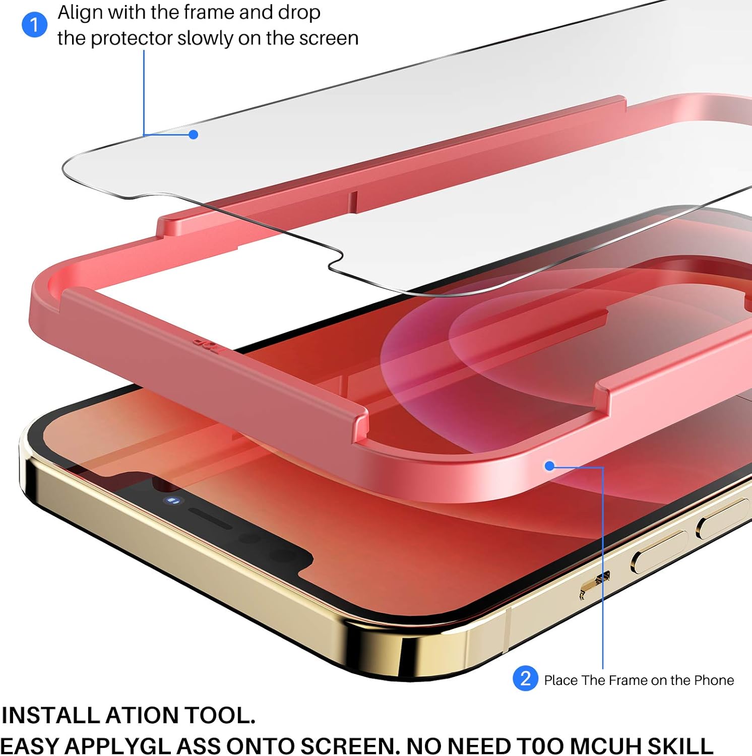 TOZO compatible for iPhone 12/iPhone 12 Pro Screen Protector [3-Pack] Premium Tempered Glass [0.26mm] 9H Hardness 2.5D Film Super Easy 6.1 inch