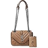 Steve Madden womens Steve Madden BRITTA Chevron Quilt Shoulder Bag, Black, One Size US: Handbags 