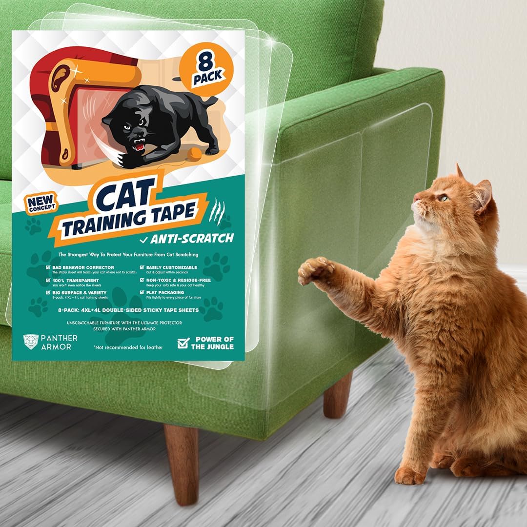 Photo 1 of ***MISSING PARTS***
8 Pack Cat Scratch Furniture Protector Tape Sheets – Double-Sided Sticky Training (4 XL, 4 Large) – Anti-Scratch Couch & Sofa Guard – Clear – Not for Leather, Velvet, Microfiber