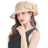 TLMNU Organza Fascinator Hat - Women’s Wide Brim Church Bridal Tea Party Wedding Hat