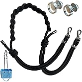 Black Purse Straps Replacement Crossbody, 8mm Paracord Adjustable Hand Woven Bag Strap with Button Accessories Braided Rope Cross Body Shoulder Strap for Women Bogg Bags,Handbags,Tote Bags,Beach