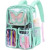 crvint Clear Backpack for Girls Women Heavy Duty Transparent Bookbag Cute Bag Large Capacity See Through Backpacks for School