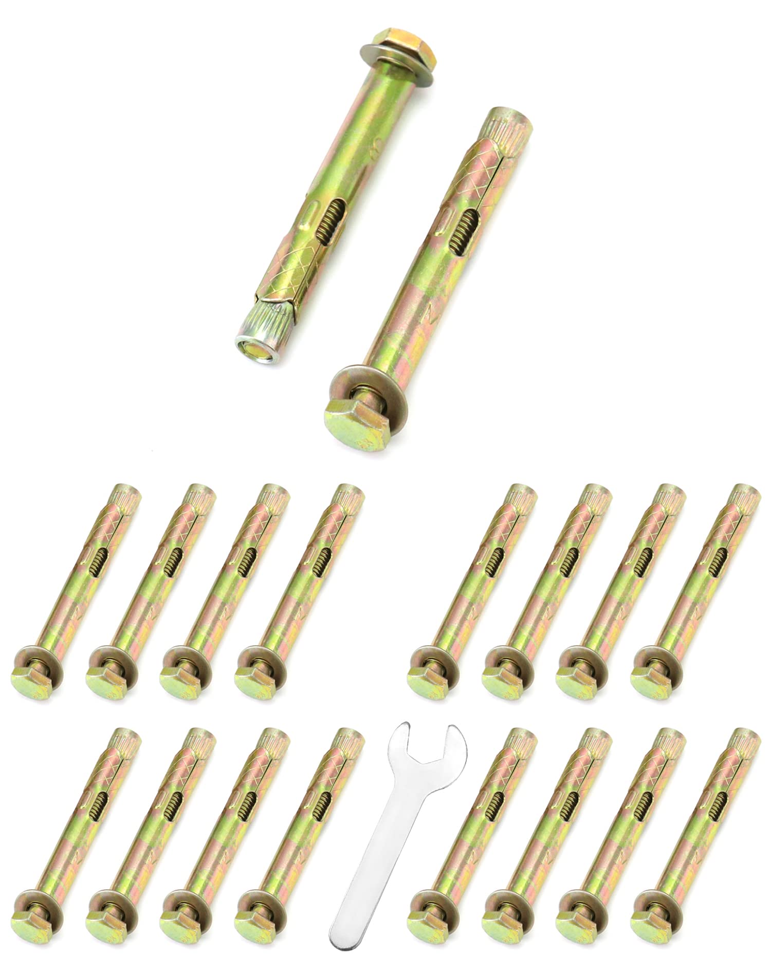 QWORK® 18 Pack Expansion Screw Bolts, M6 x 8 x 60 mm Hex Bolt Sleeve Anchor Bolts Concrete Bolts Masonry Brick Wall Fixings