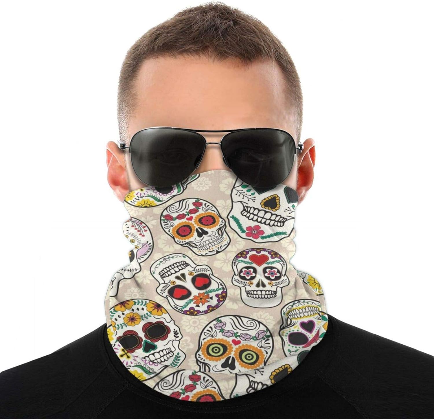 Bandana Face Mask, Mexican Skull Motorcycle Mask Sun Mask Balaclava