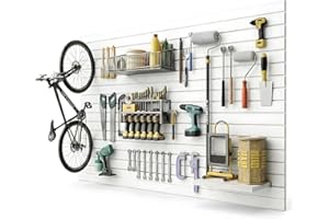 BBTEQEKN 4x8 FT Slatwall Panel Wall Storage Systems, Heavy Duty Wall Mounted PVC Wall Rack, Slat Wall Paneling Garage Wall Or