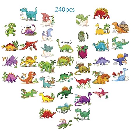 ZoomSky Tatuaje Dinosaurio 240pcs