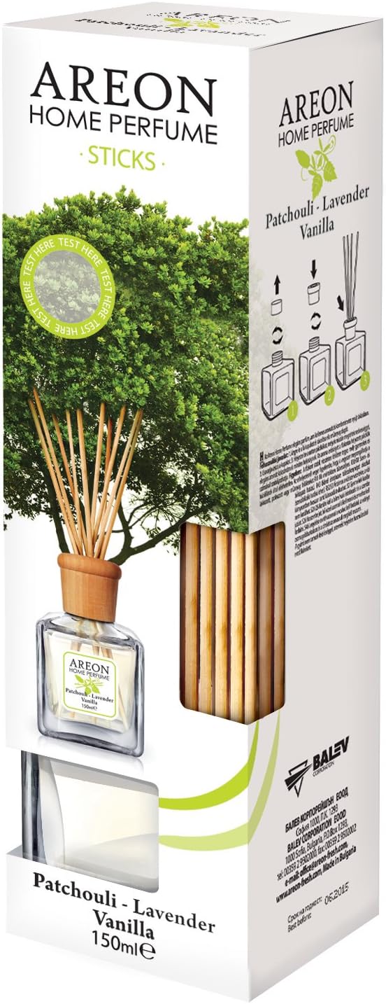 AIR FRESHENER Areon House perfumes Vanilla Lavender and Patchouli Fragrance Reed Diffuser 150ml, Patchouli