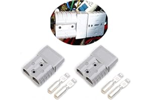 Mr.Brighton LED 1 Set 50Amp 2 Poles Power Connector Plug Grey w/Terminals for #10/12 AWG Wire Anderson Compatible [2 housing+4 Terminal pins] (pin for #8 awg Wire, Grey)