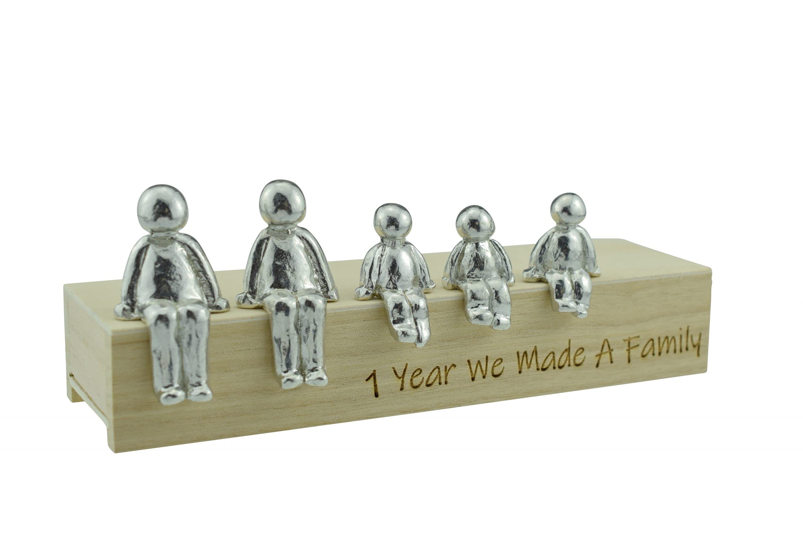 1st Anniversary Idea - 1 Year We Made A Family Metal Ornament - Choose Your Family Combination Box & Woodgrain May Vary(3 Children)