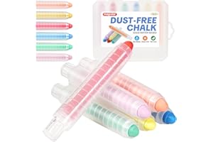 magostar Dustless Chalk for Kids, 6 Pcs Non-Toxic Washable Chalk Pens, Colored Chalks for Chalkboard & Blackboard Drawing, Wet Erase Easy Clean Sidewalk Chalk Set