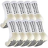VoizVony 5 Pairs Soccer Grip Socks Men: Non Slip Grippy Socks for Football Basketball Sports