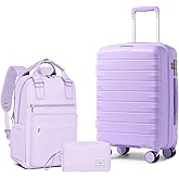LARVENDER Luggage Sets 3 Piece, Hardside PP Carry On Suitcase with 360° Spinner Wheels TSA Lock Luggage Sets for Women, Lavender