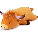 Auspicious beginning 30'' Giant Highland Cow Plush Stuffed Animal-Cute Highland Co Plush Body Pillow Plushies, Large Sleeping Soft Stuffed Animal Big Plushie Toy, Birthday Gifts for Kids Girls Boys