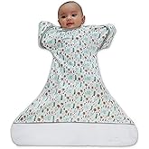Clickyhips Swaddle Sack Arms Up, Allows Babies HIPS to Move Freely, fits Newborn Babies 0-6 Months, Arms in/Out Transition Swaddle Sack, Baby Sleep Sack, Organic Cotton Fox (Mint Salmon Orange)
