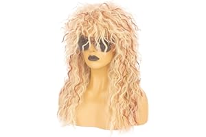 Askuang 80s Costumes Mullet Wigs for Men and Women Long Curly Punk Heavy Metal 80s Rock Wig Halloween Costume Party Wigs Blonde Reddish