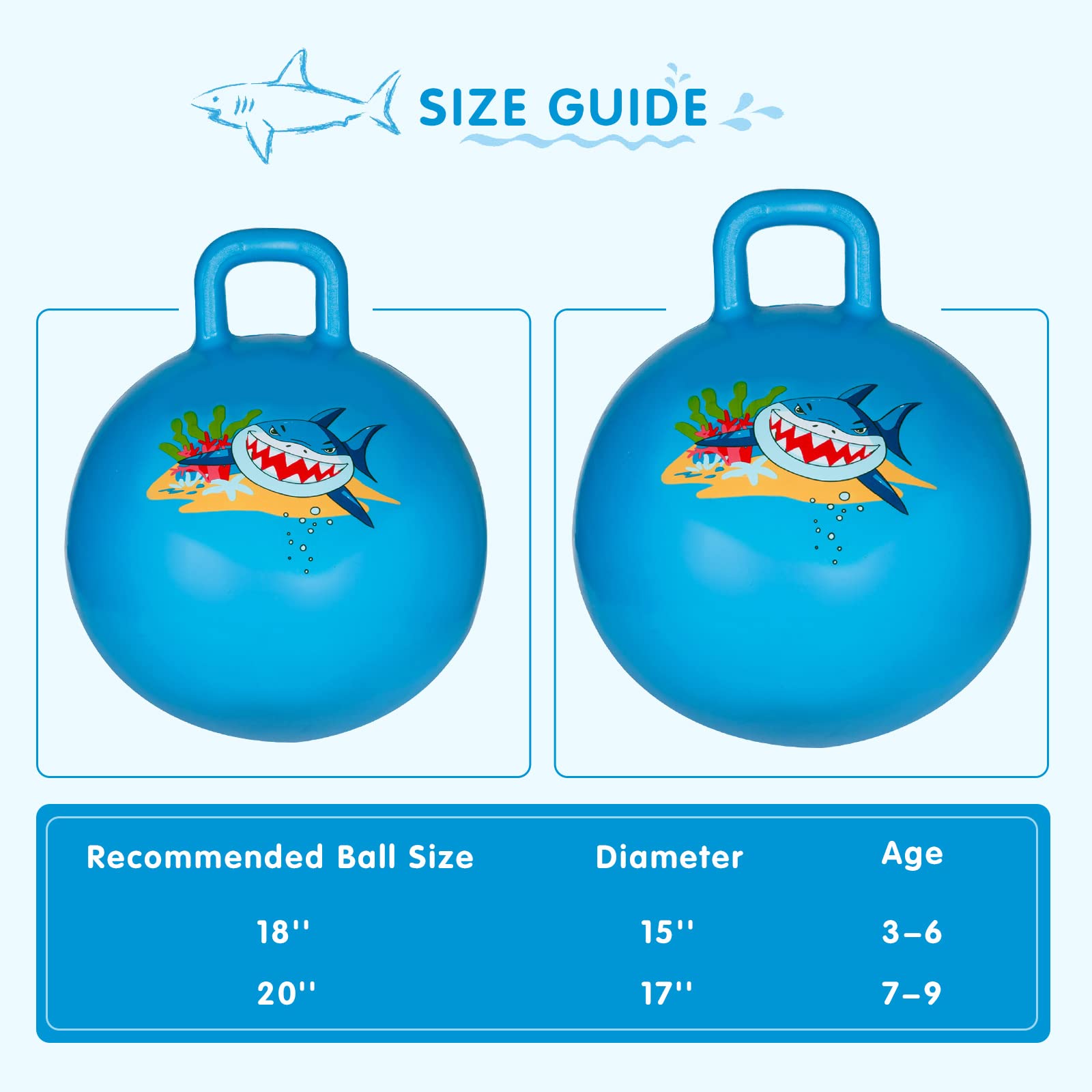 INPANY Hopper Ball, 18 Inches Bouncy Ball with Handles, Bouncing Bounce Balls Hopper, Inflatable Jumping Hopping Toys for Kids Ages 3-6, Hoppity Hop Girls Boys Gifts, Pump Included