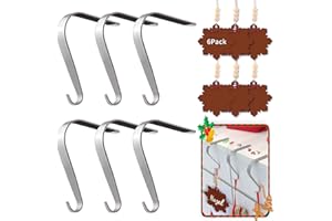 Honitra Christmas Stocking Holders for Mantle Set of 6, Non-Slip Christmas Stocking Hangers Holder for Mantle, Weighted Fireplace Silver Stocking Holders for Mantle with Snowflake Name Tags for Christ