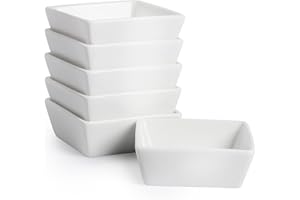 BREW TO A TEA BTaT- Ramekins, Square, 4 oz, Set of 6, Oven Safe Ramekins, Creme Brulee Ramekins, Ramekins 4 oz, Creme Brulee Dishes, Small Ramekins, Ramekins Oven Safe, Mini Ramekins, Porcelain Souffle Ramekins