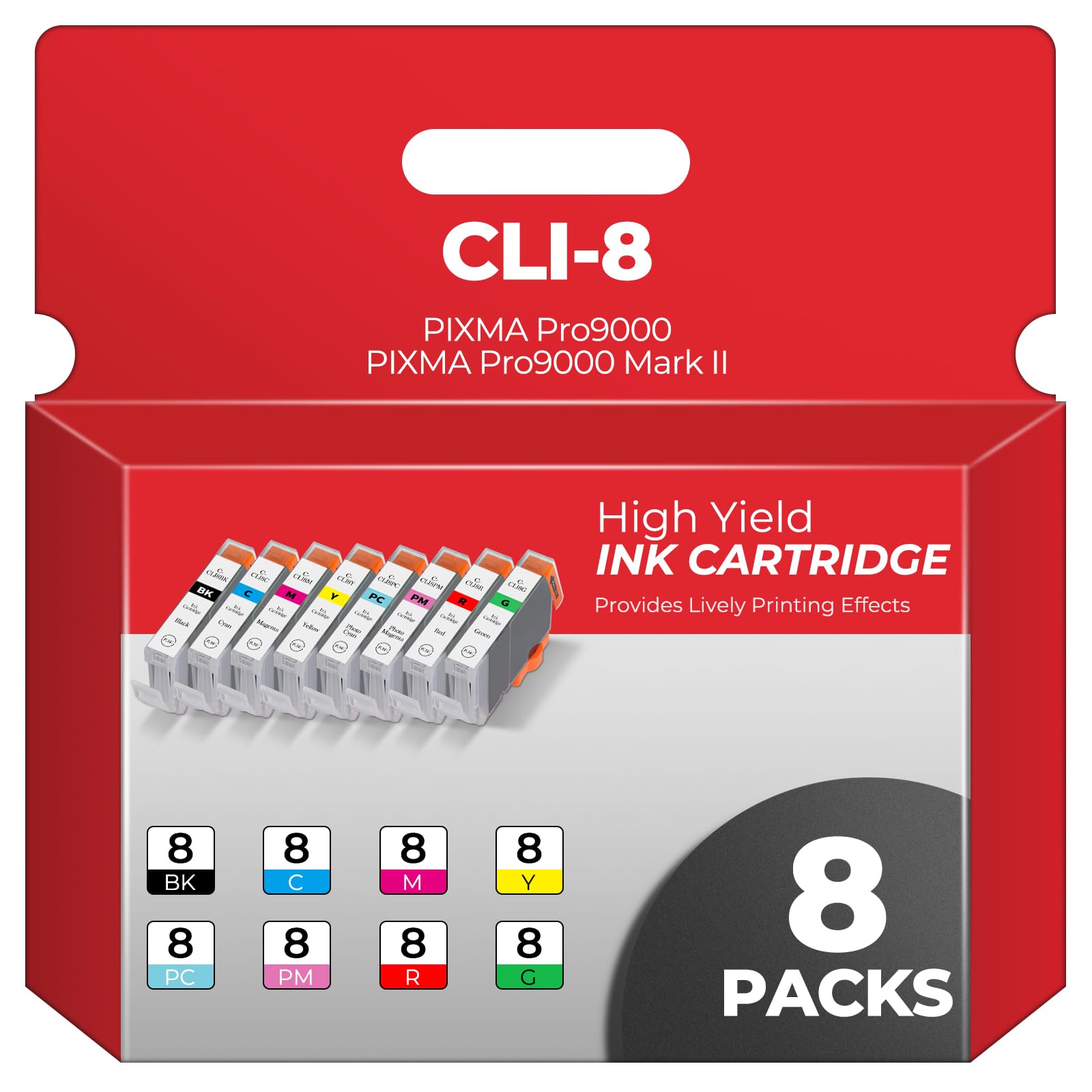 Photo 1 of CLI-8 Ink Cartridges PIXMA Pro9000 PIXMA Pro9000 Mark II Compatible with Canon CLI8 Ink Cartridges Combo Pack Compatible for CLI8 PIXMA Pro9000 PIXMA Pro9000 Mark II Pro9000 Pro 9000 Printers (8-Pack)