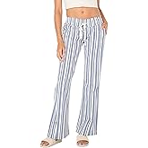 Roxy Womens Oceanside Pant, Linen, Pockets Comfortable Breathable Summer Beach Cover Up Elastic Drawstring Waist