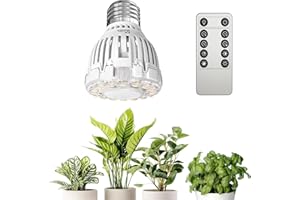 SGLEDs Dimmable Grow Light Bulb for Indoor Plants, Full Spectrum with Remote Control, Auto On Off Timing 4 8 12 Hrs, 10W PAR20 (150 Watt Equiv) Grow Lamp with Optical Lens for High PPFD, Energy Saving