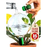 16 Oz Plant Watering Globes, Large Self Watering Globes For Indoor Plants | XL Hand-blown Glass Plant Watering Bulbs With Metal Insert, Automatic Self Watering Bulbs For Indoor Plants [1 Globe, Clear]
