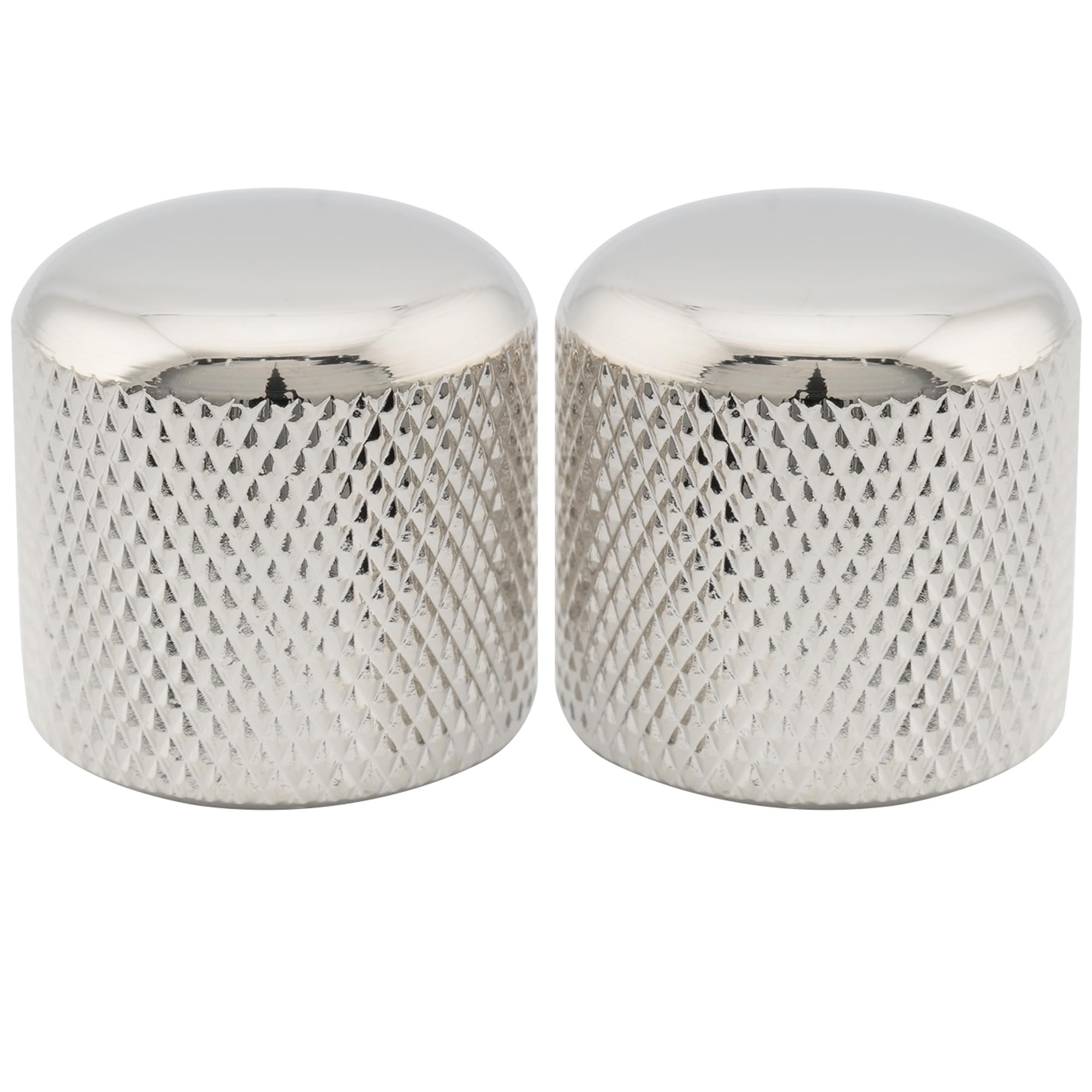 Musiclily Pro Metric Steel Push-on Dome Knobs for Import Electric Guitar or Bass, Nickel (Set of 2)