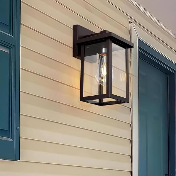 ACLAND OIL RUBBED BRONZE OUTDOOR LIGHT FIXTURE, OUTDOOR WALL LANTERN 2 PACK WITH CLEAR WATER GLASS, 11 INCH OUTSIDE LIGHT FOR HOUSE ENTRYWAY GARAGE PORCH